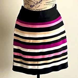 White House Black Market Striped Skirt - Black, Pink, Cream